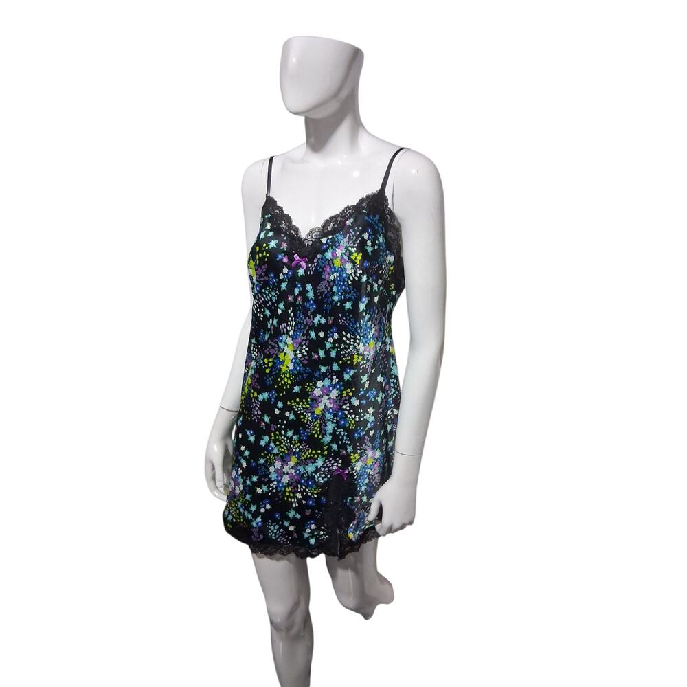Y2k Vintage Victoria's Secret Floral Lace Satin Slip Night Dress Fairy Whimsy